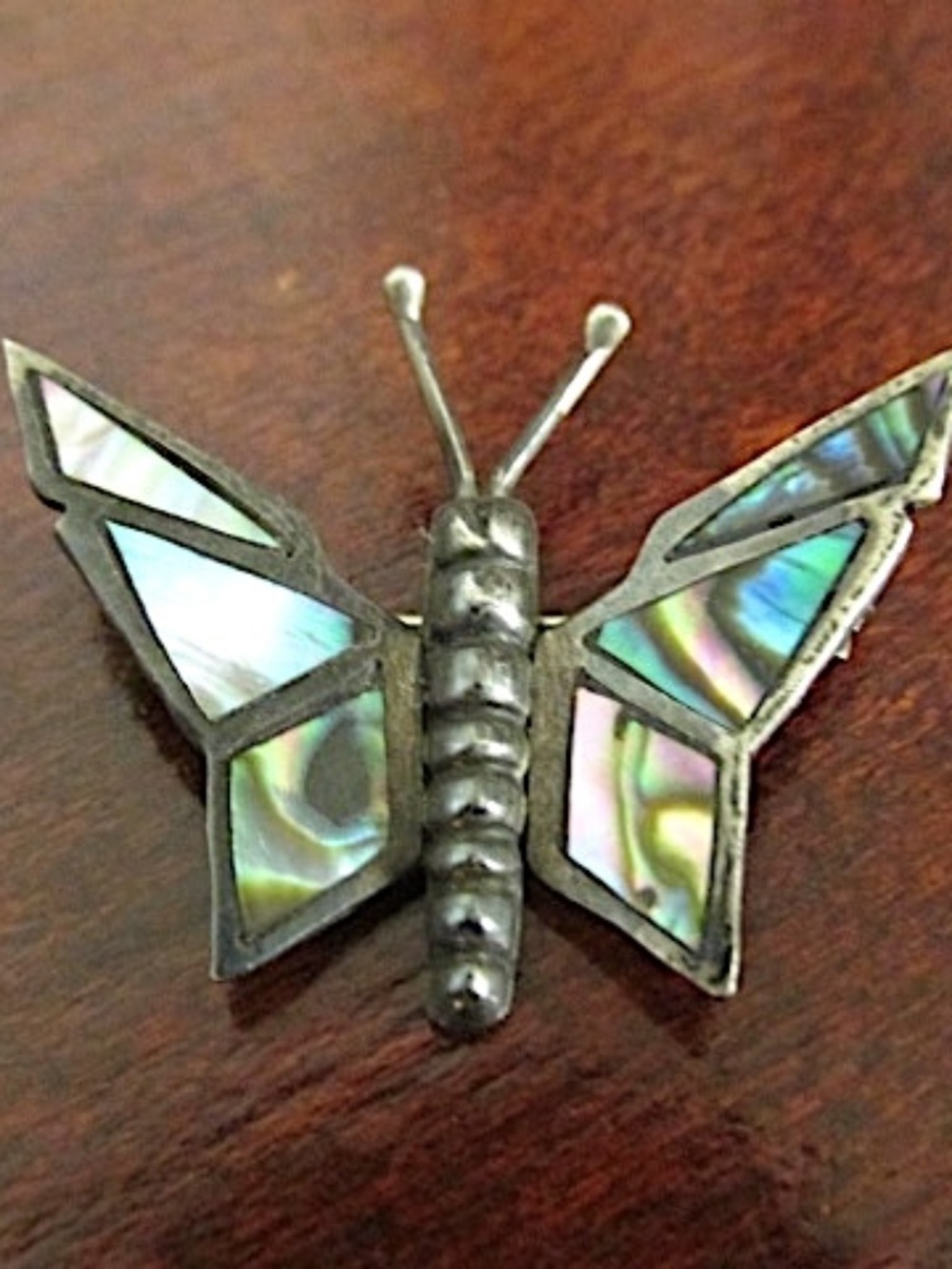VTG Sterling Silver & Abalone Butterfly Brooch